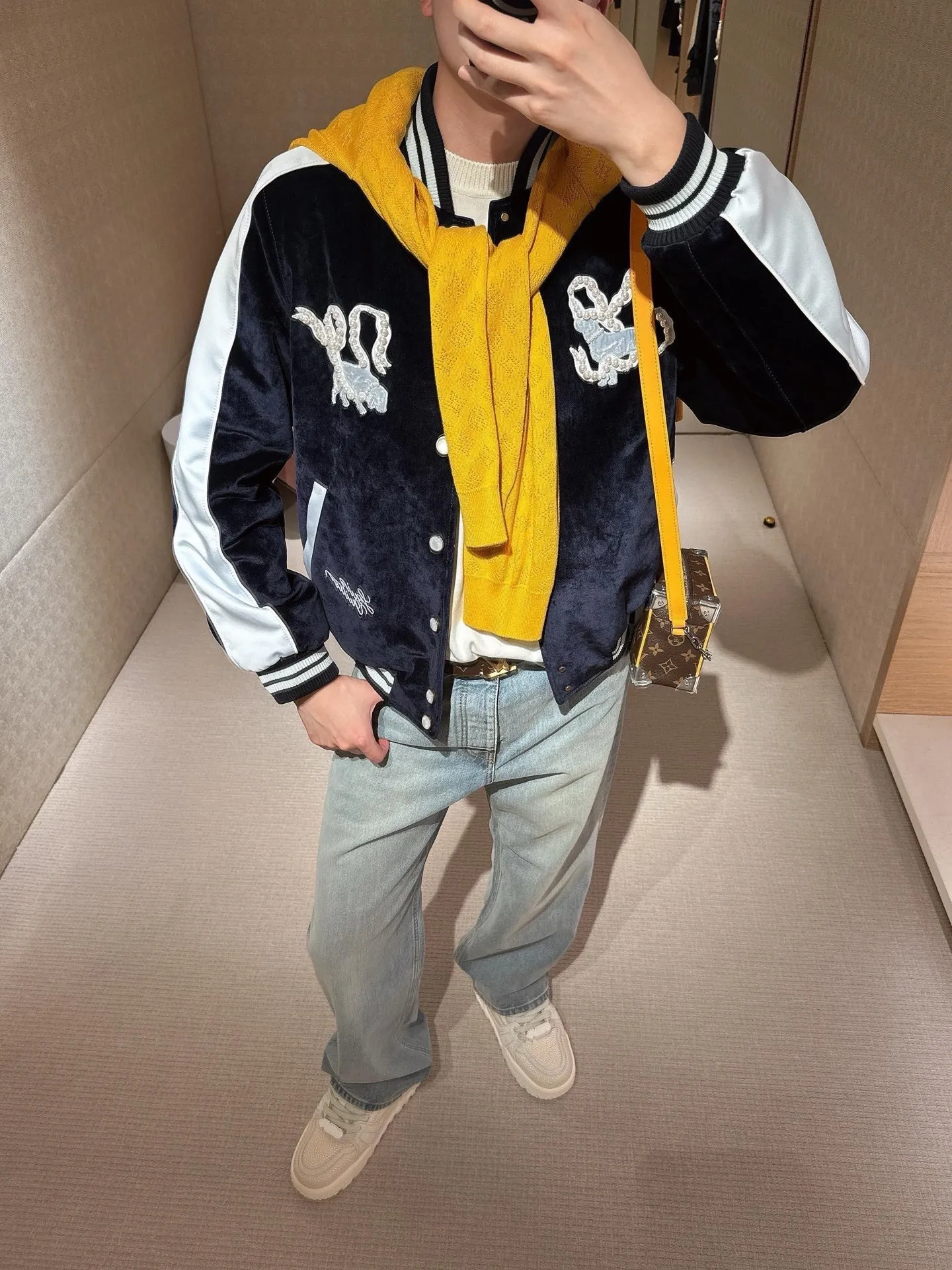 Louis Vuitton/Louis Vuitton 24Fw Pearl Velvet Yokosuka Jacket Jacket